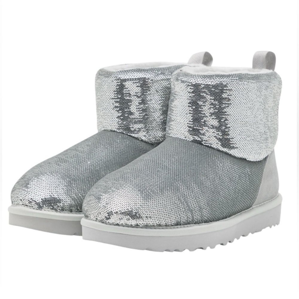 UGG Classic Min Mirror Ball Silver Boots! Retail $190